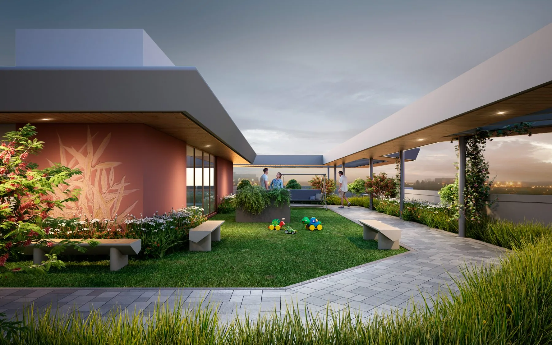 Rooftop garden and deck at Vasantara Skies